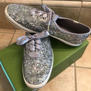 Kate Spade x Keds silver glitter sneakers
